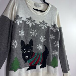Carolyn Taylor XL Christmas Sweater Scottie Dog Snowflake Holiday Novelty Knit